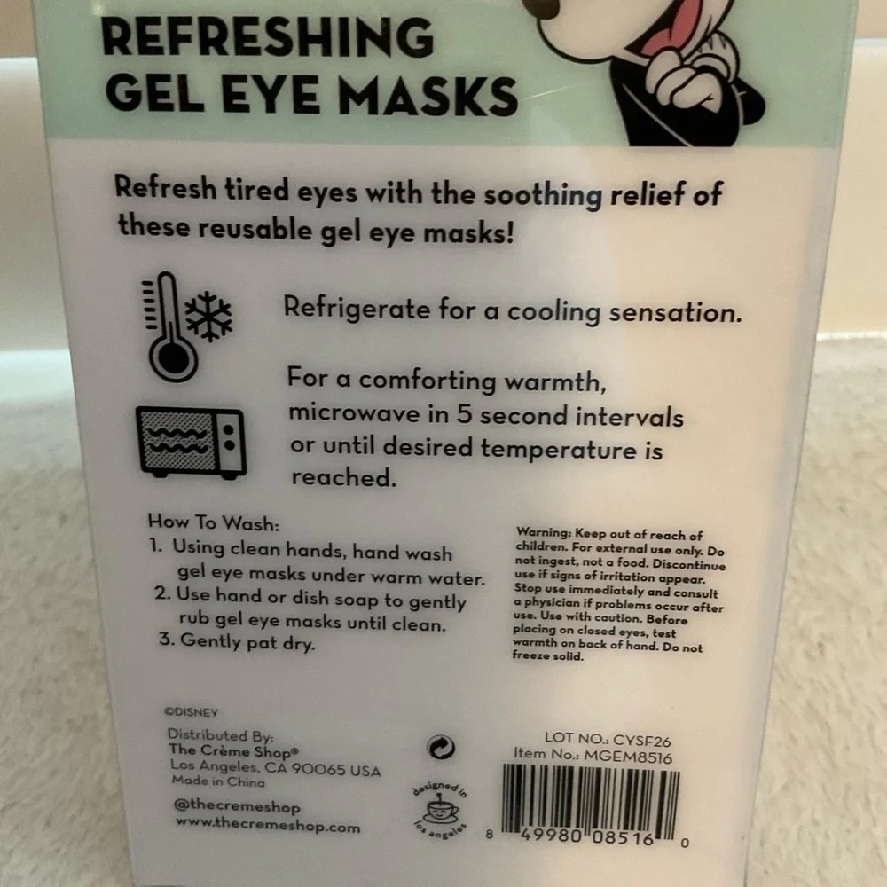 The Crème Shop Gold Glitter Mickey Mouse Reusable Gel Eye Masks - Set of 2